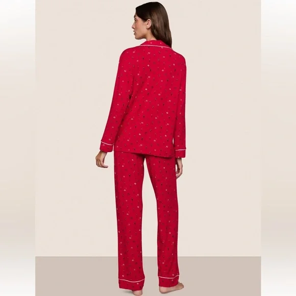 NWT Eberjey Gisele Printed Long Pajama Set Nutcracker Holly Red & Ivory Size XL - Picture 2 of 14